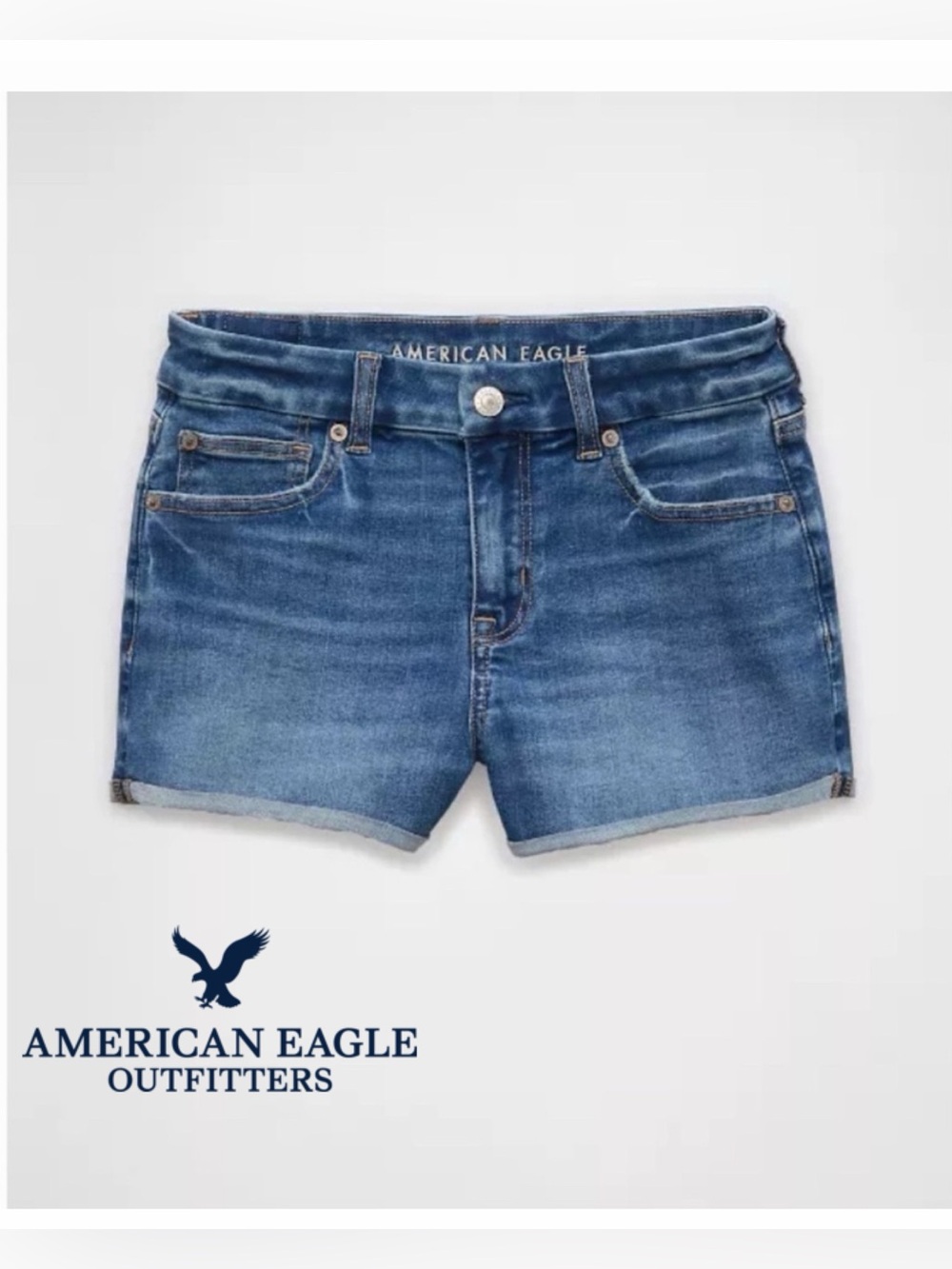 🆕 NWT American Eagle AE Next Level Curvy High-Waisted Denim Short Short